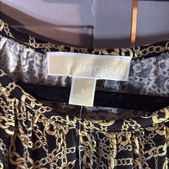 Michael Kors Yellow and Black Flutter Sleeve Blouse - Picture 7 of 8